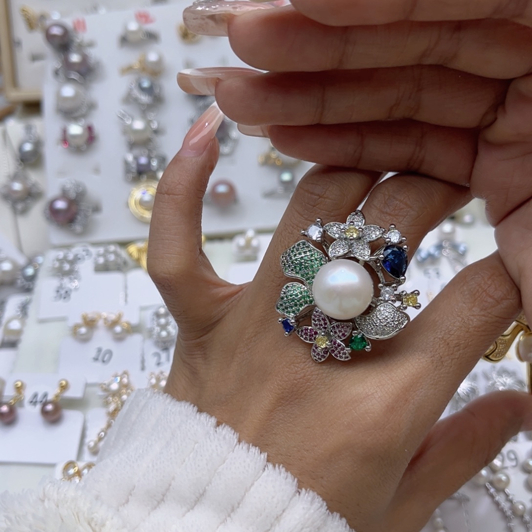 鲲***冥淡水珍珠戒指合金