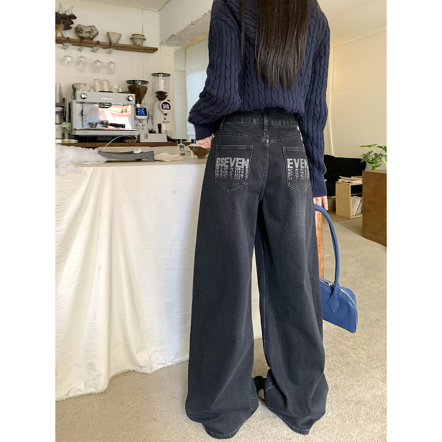 2026春季新款显瘦百搭牛仔裤大码女装梨型身材胖mm辣妹阔腿拖地裤