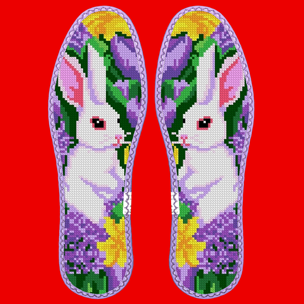 小格十字绣鞋垫七层纯棉布花边吸汗防臭（7400）