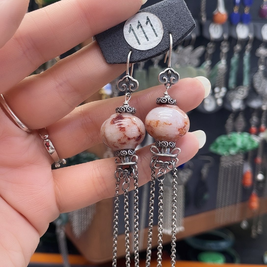 翡翠耳饰银S925镶嵌了*898shijmjhhh