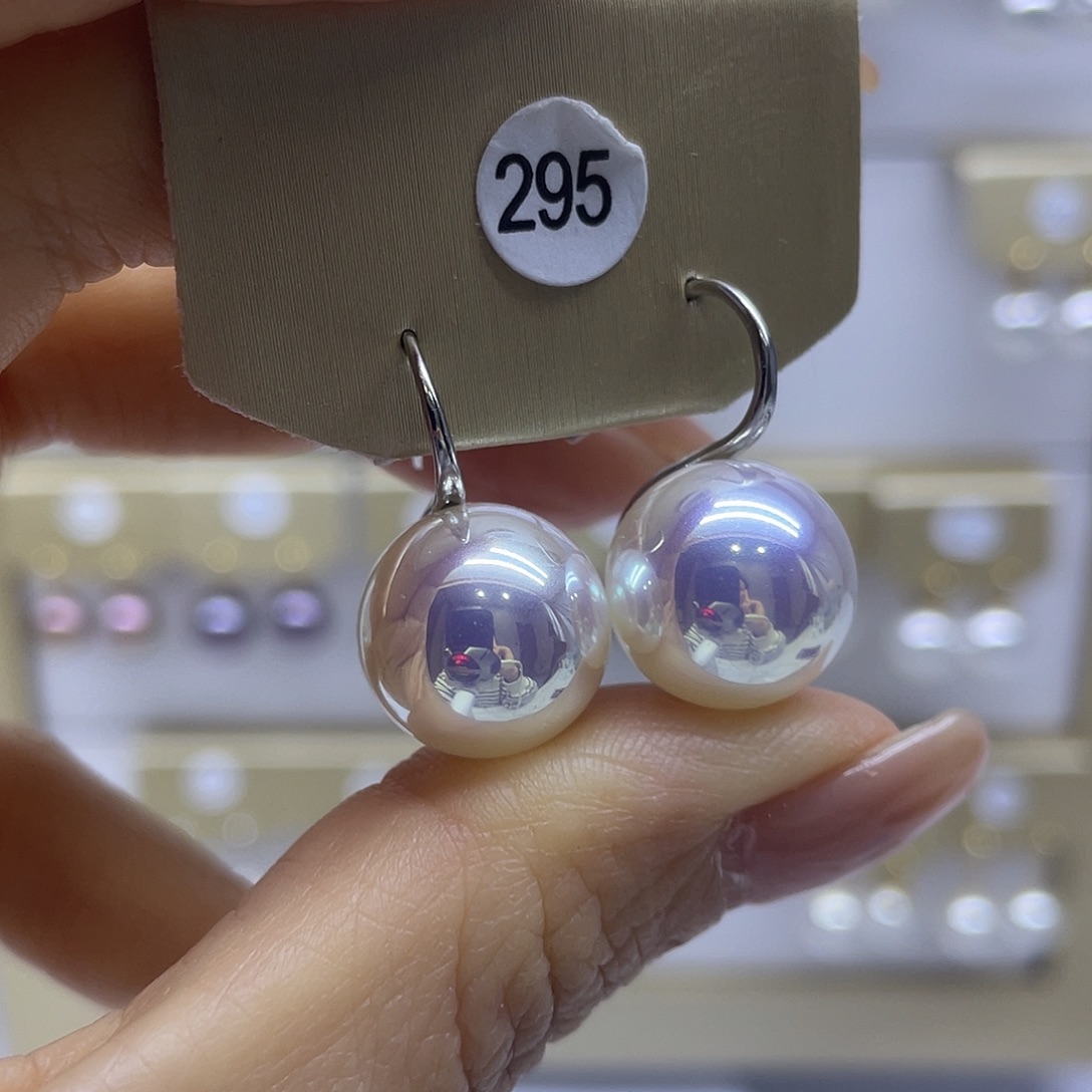 耳饰银S925镶嵌淡水珍珠