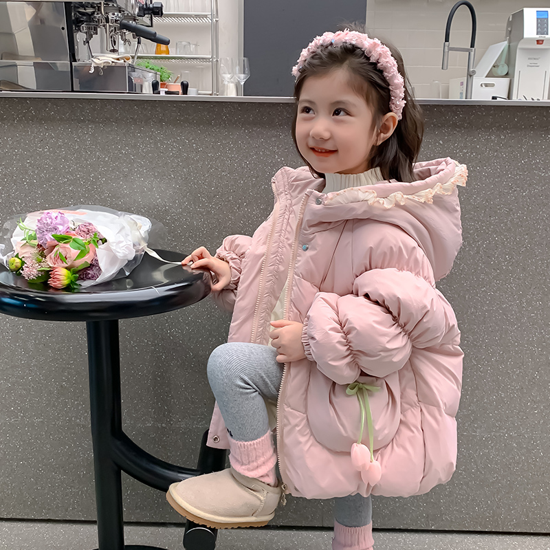 女童羽绒服冬季2025新款儿童洋气甜美白鸭绒外套洋气女宝宝冬装