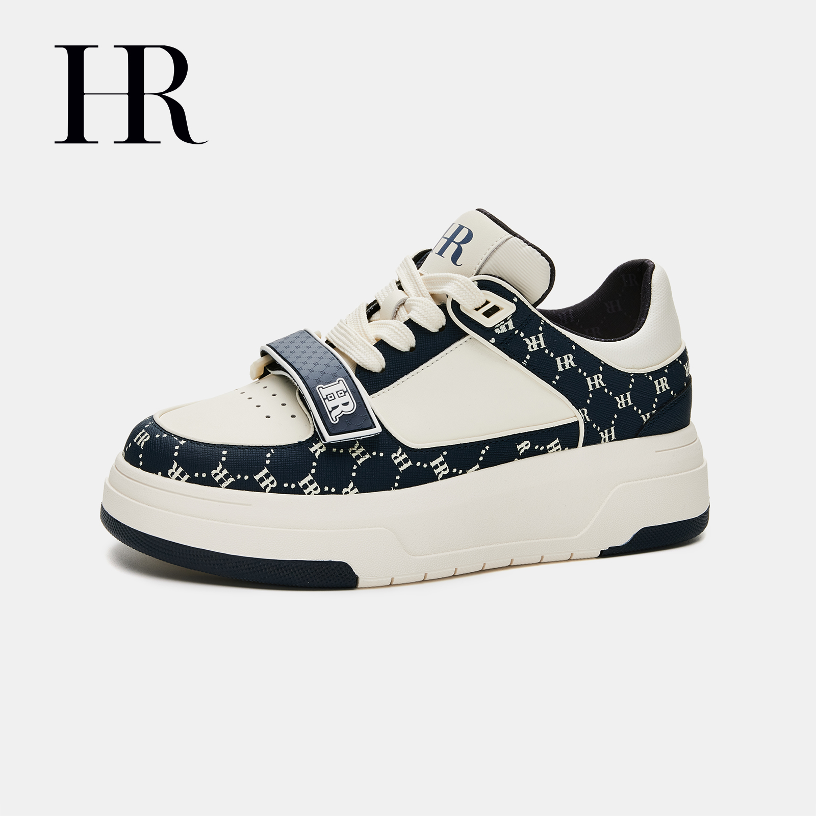 HR/赫莲娜中跟秋季板鞋系带时尚休闲鞋夏季女鞋百搭厚底小众复古