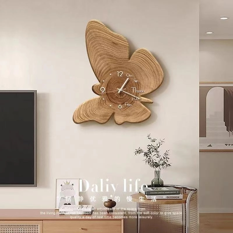 蝴蝶钟表挂钟餐厅钟表装饰画挂墙创意静音时钟网红热卖款挂画