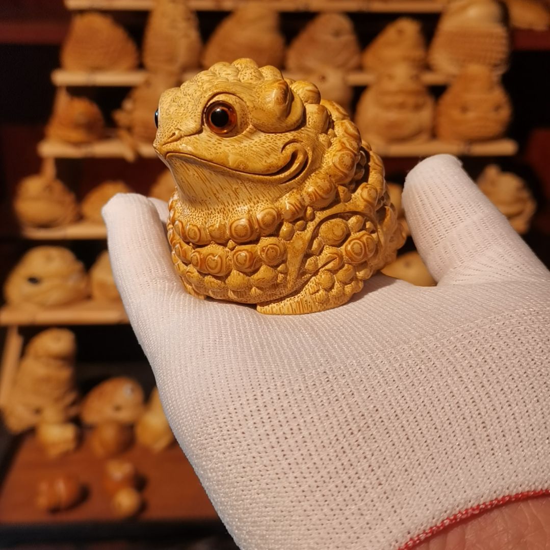 竹竹雕把件金蟾摆件配饰