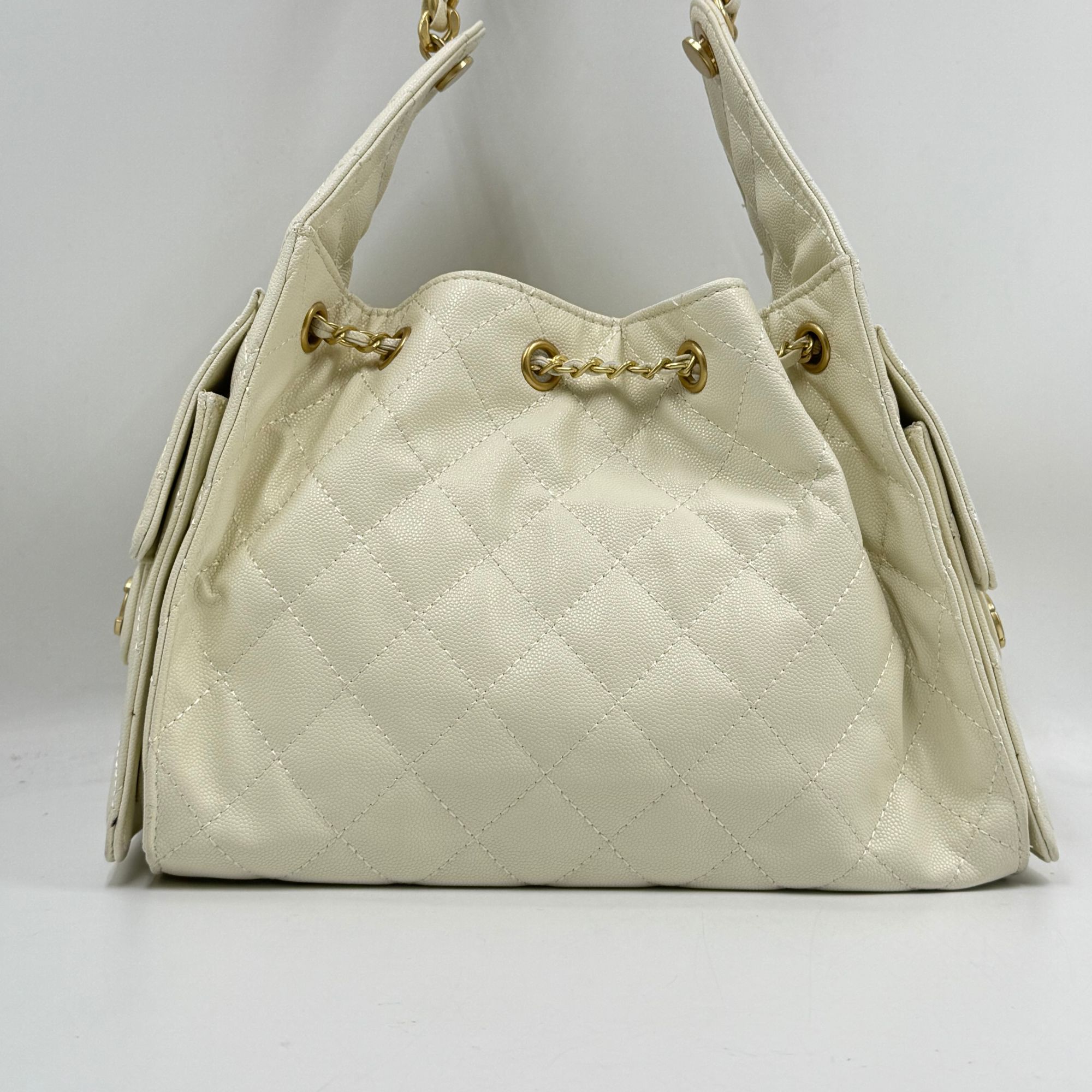 LQ-25新款【大女主小香风】白色菱格25cm-0616