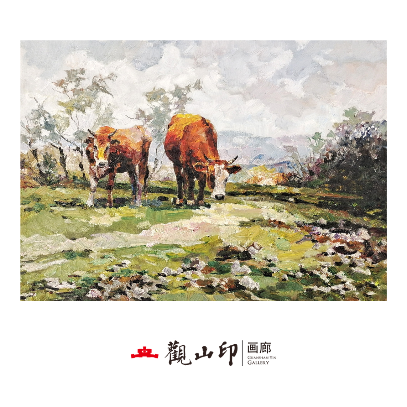 W原创手绘风景油画动物作品0114