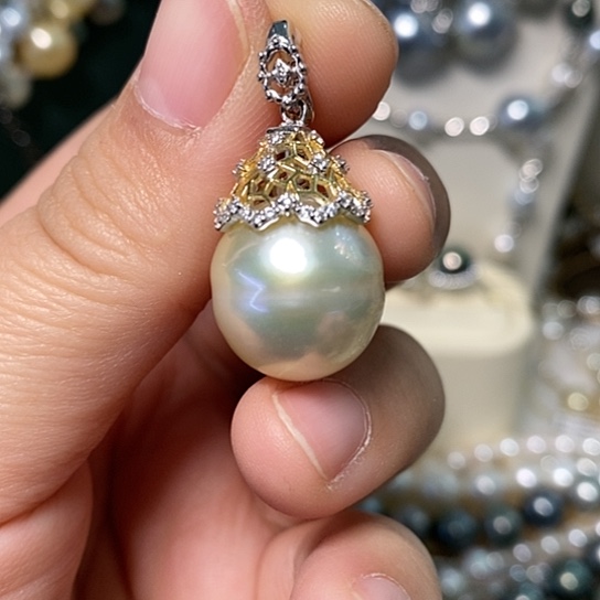 海水珍珠颈饰银S925镶嵌15.1