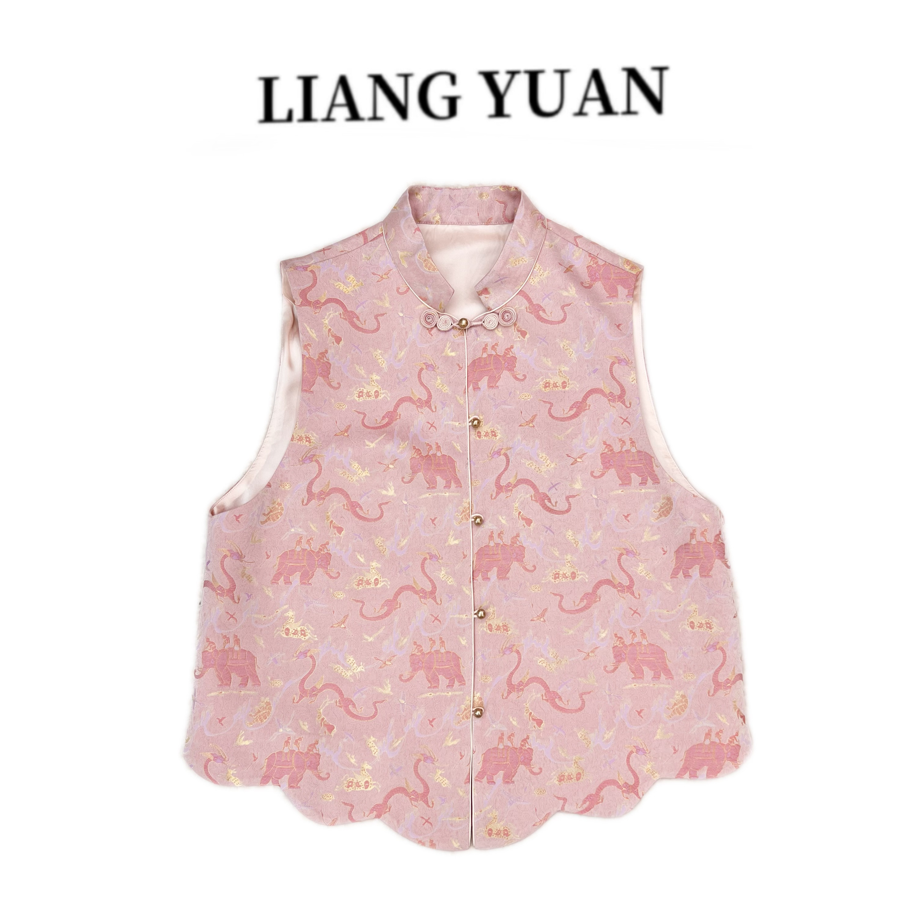 【龙象纹锦】 上久楷宋锦非遗马甲 100%桑蚕丝带钢印 M043