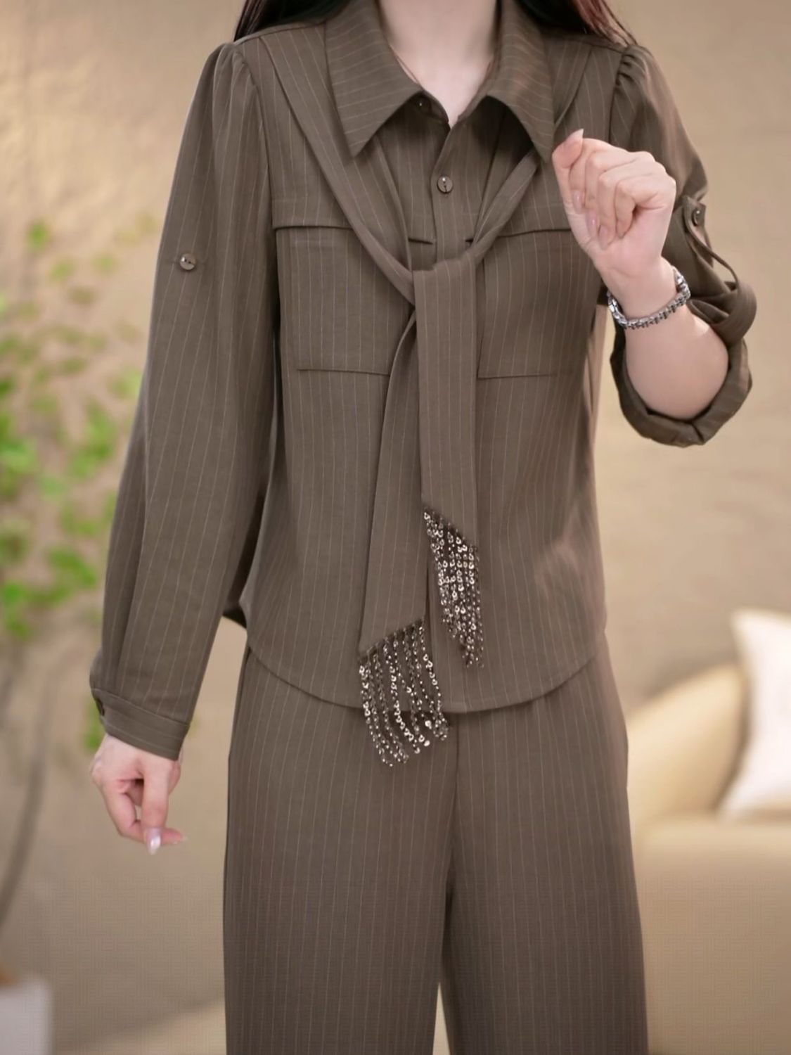 2025精致流苏百搭高级感新款轻奢秋季优雅显瘦套装两件套女