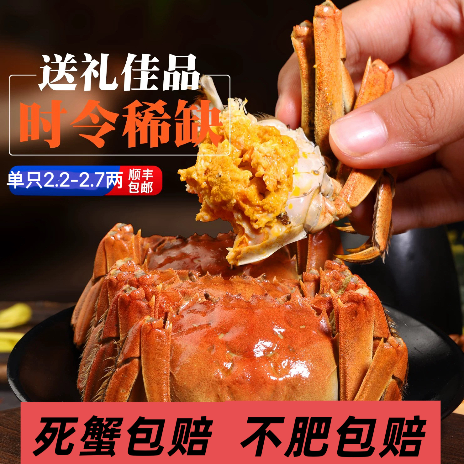 【精品特大蟹】辽宁薄壳青壳黄油蟹2.2-2.7两10/14只