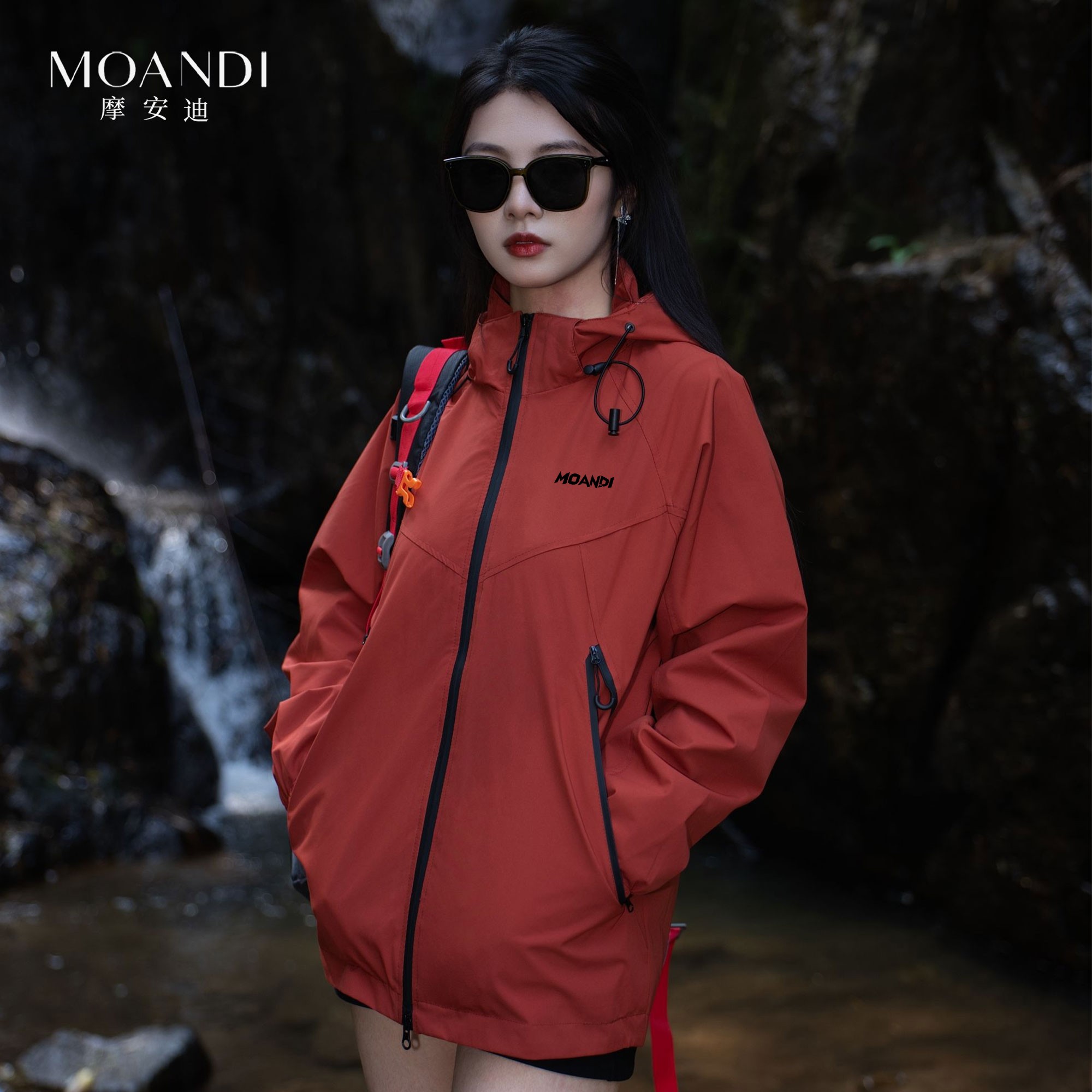 冲锋衣防风防水三合一户外白色冲锋衣女款男款爬山MOANDI摩安迪