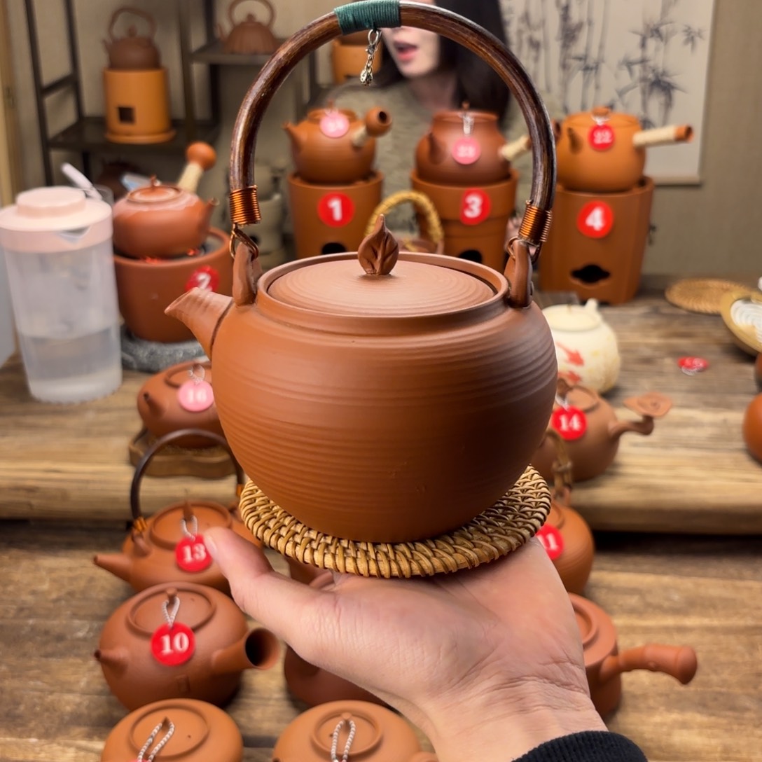 煮水煮茶甘甜 潮州砂铫壶 搭藤垫