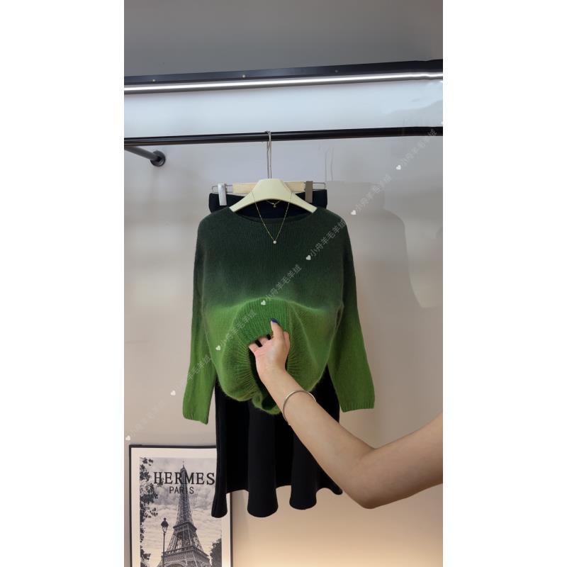 小舟】渐变色网红韩版小一字气质时尚显瘦长袖针织女士全羊毛衫