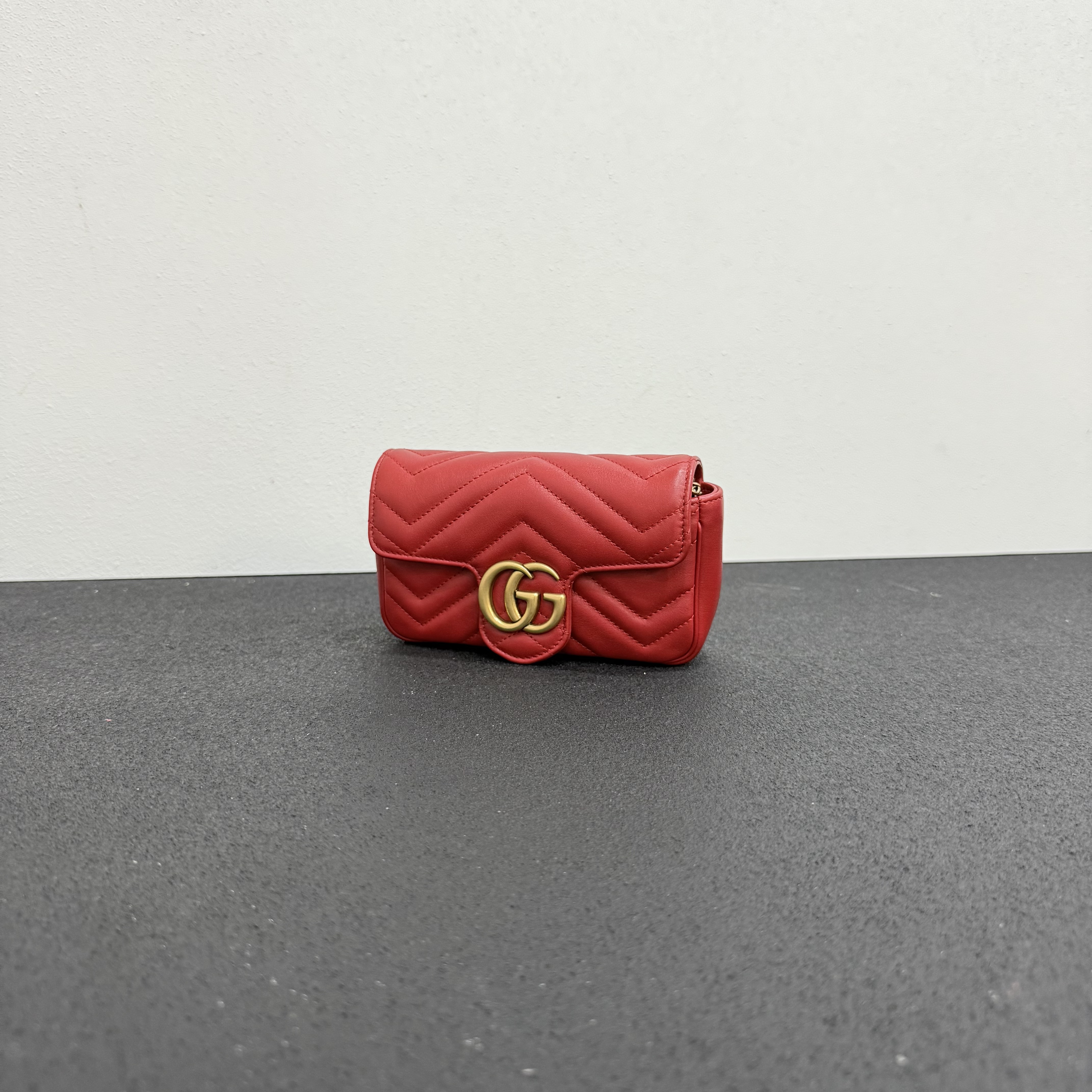 99新 GUCCI/古驰 壹所奢品GUCCI 马蒙mini 红金 单肩斜挎包
