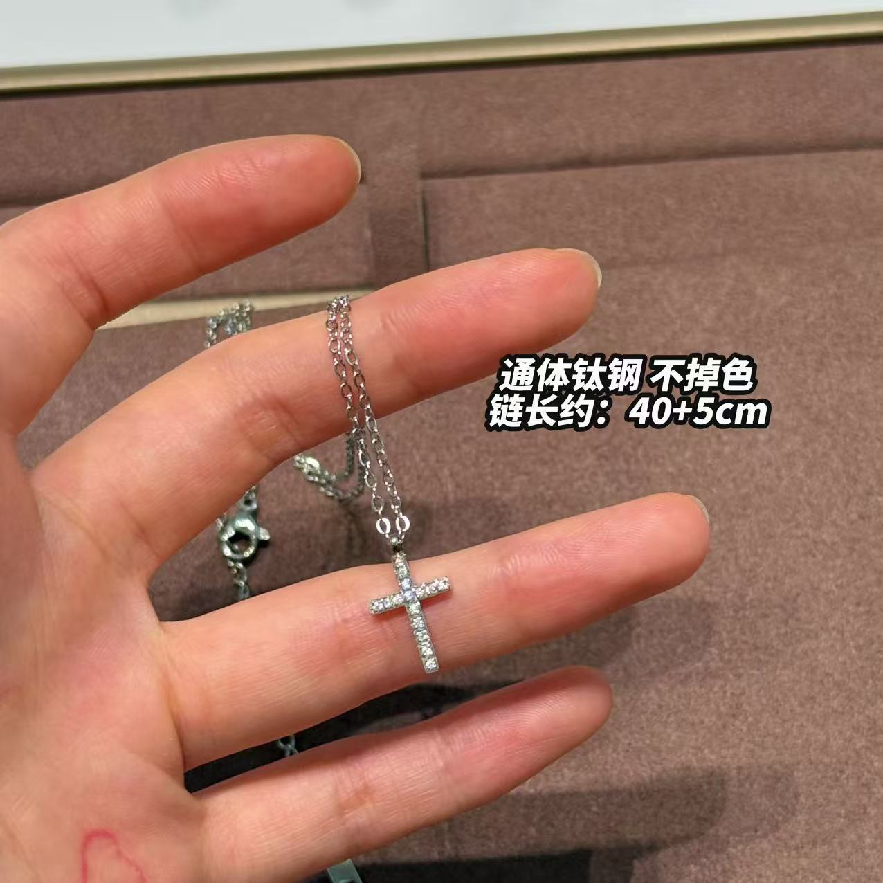 钛钢项链 BIBI【满锆十字】项链X034