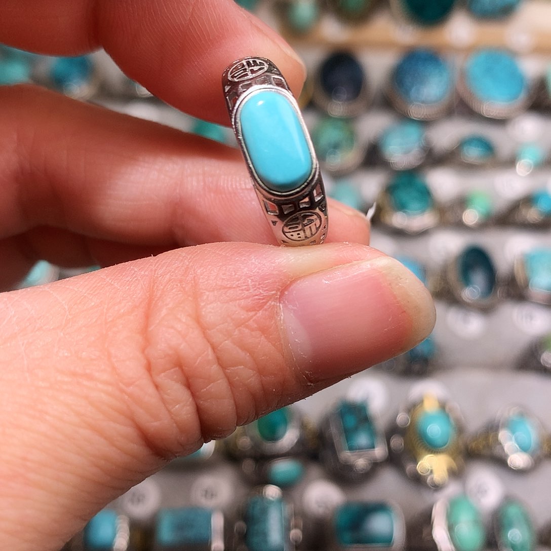 绿松石挂件银S925镶嵌