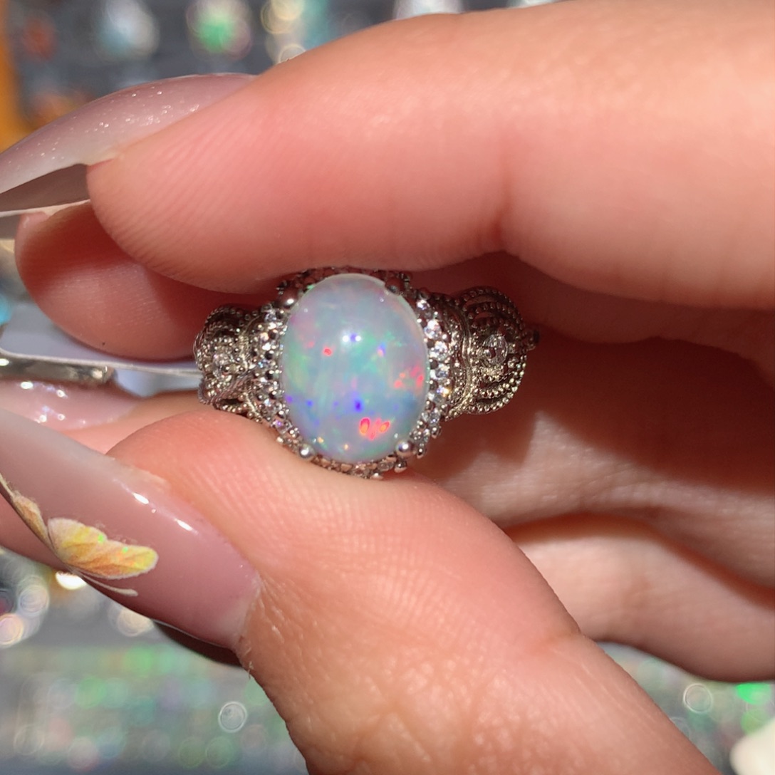 欧泊欧泊戒指y银S925镶嵌