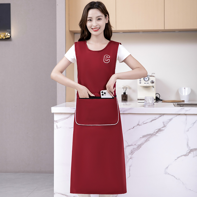 加长款围裙防水防油污男女厨房专用坎肩式罩衣上班过膝工作服