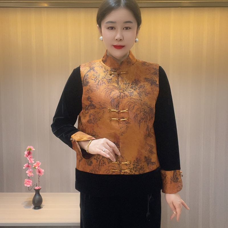 2026新款春装两件套马甲中国风古韵中老年女装国风时尚爆款妈妈装