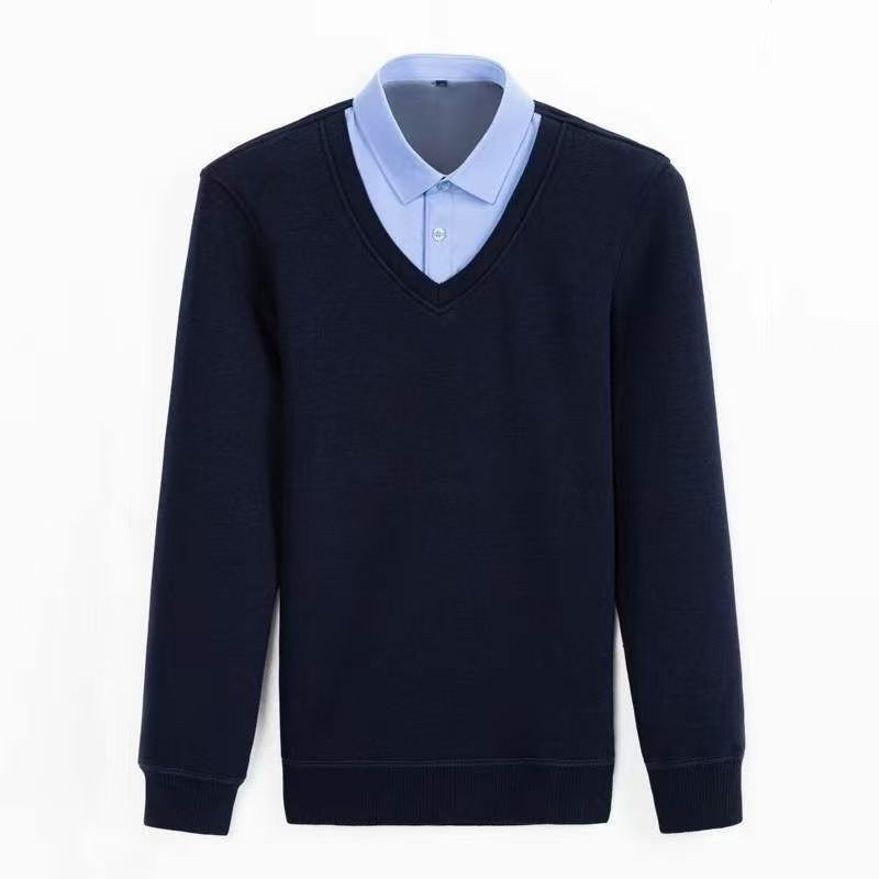 通勤加绒加厚衬衣二合一单位通勤保暖加绒加厚二合一保暖毛衫