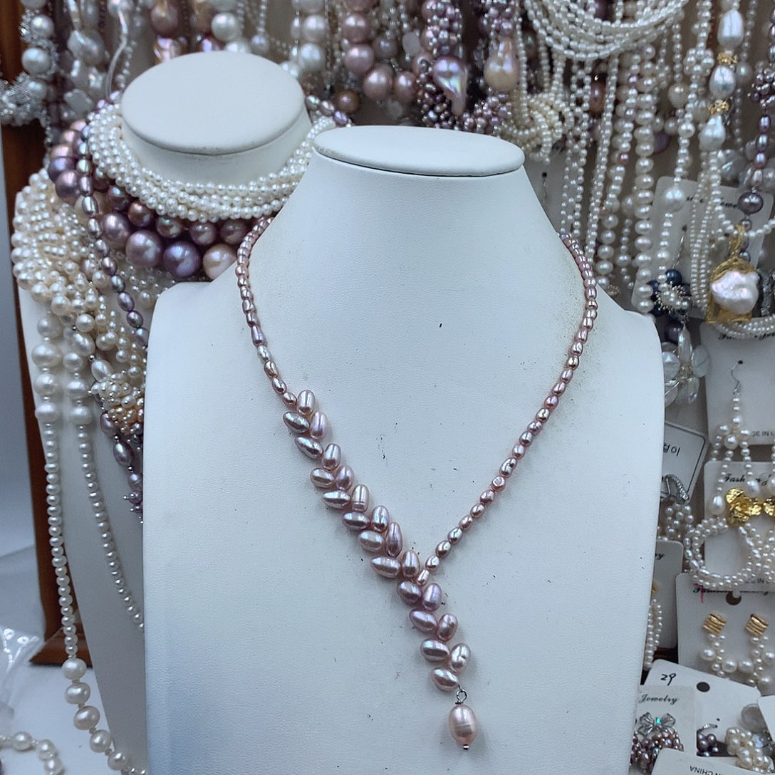 淡水珍珠银S925镶嵌项链耳饰