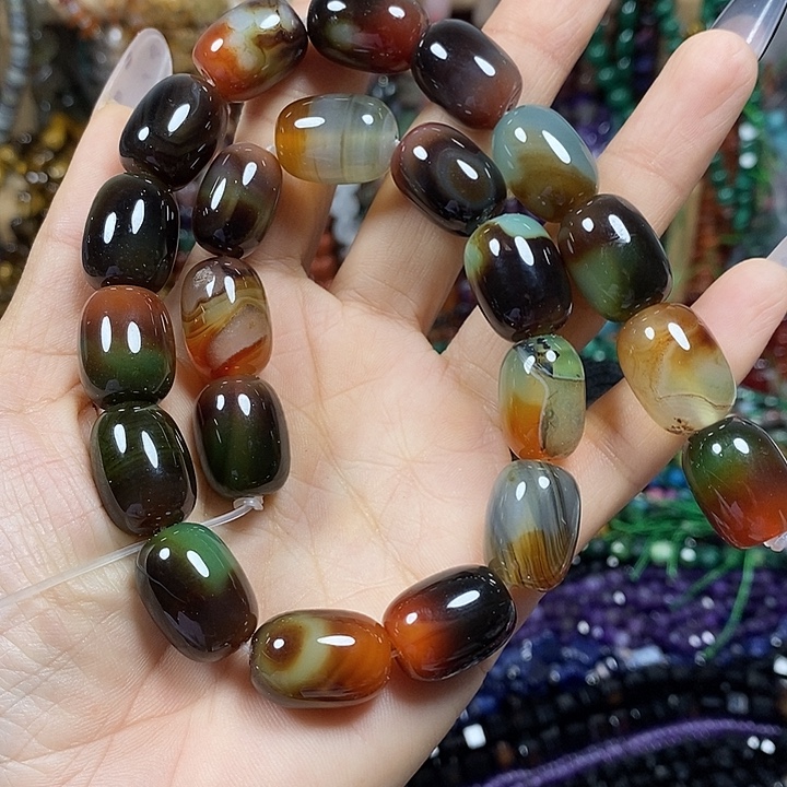 玛瑙/玉髓未镶嵌珠宝半成品天然孔雀玛瑙卡13*17mm