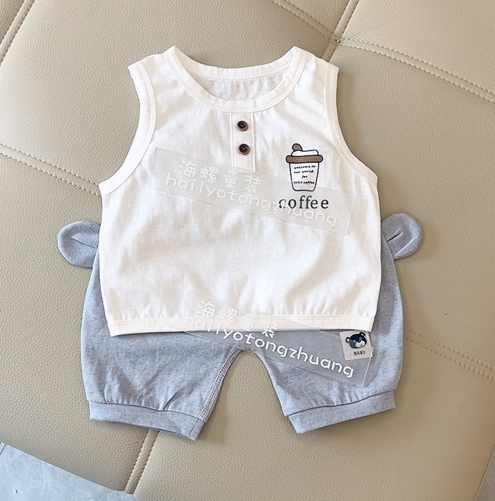 夏季儿童无袖上衣休闲套装棉质男童背心短裤两件套婴幼儿运动童装