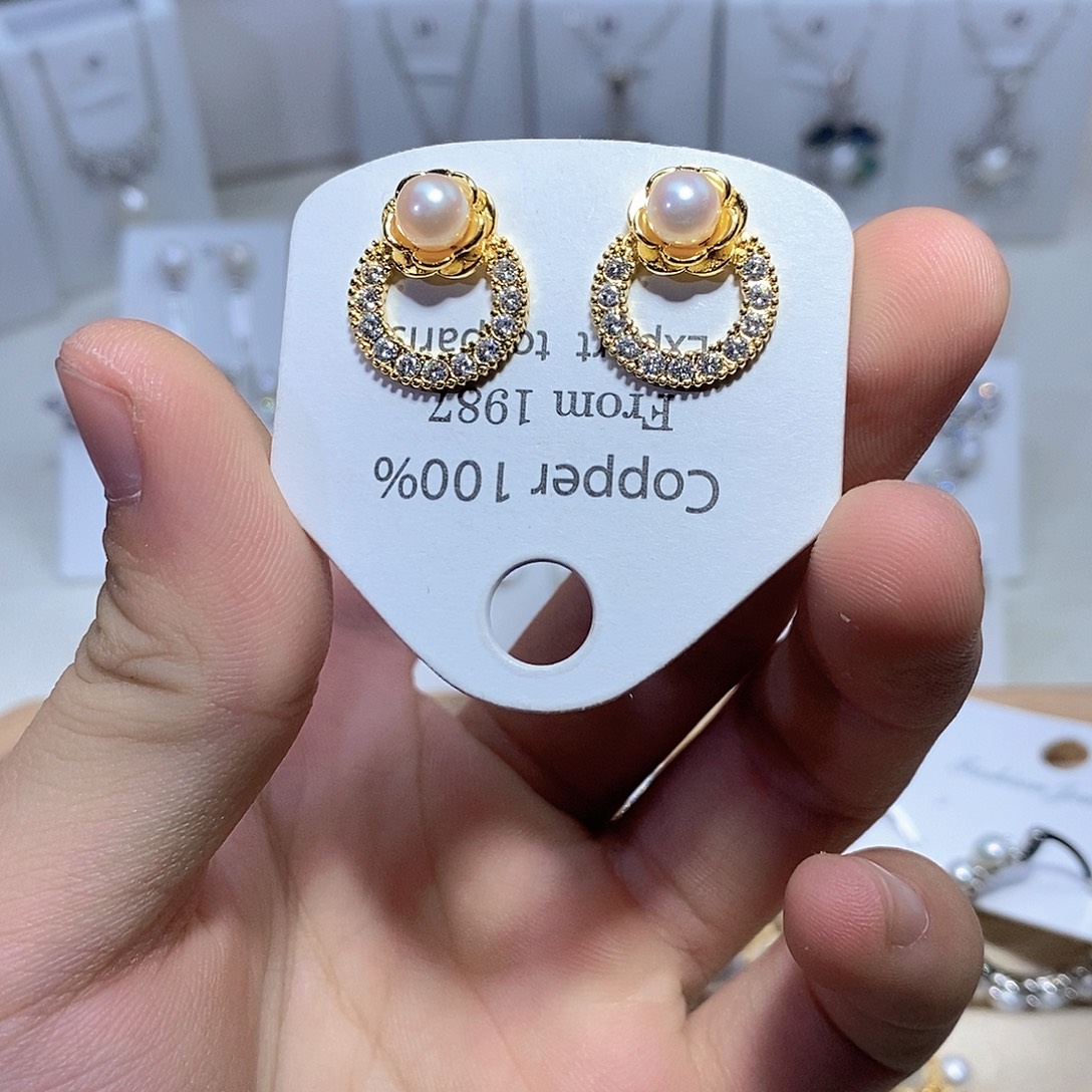 淡水珍珠耳坠银S925镶嵌