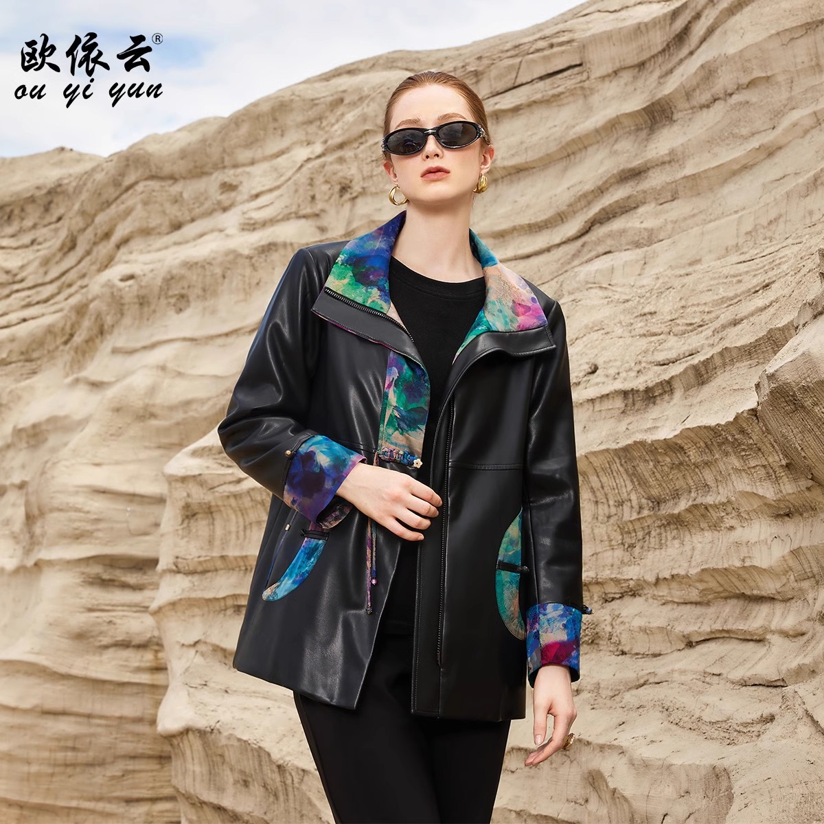 38800欧依云中年妈妈秋季加厚短外套PU皮上衣加棉时尚显瘦洋气