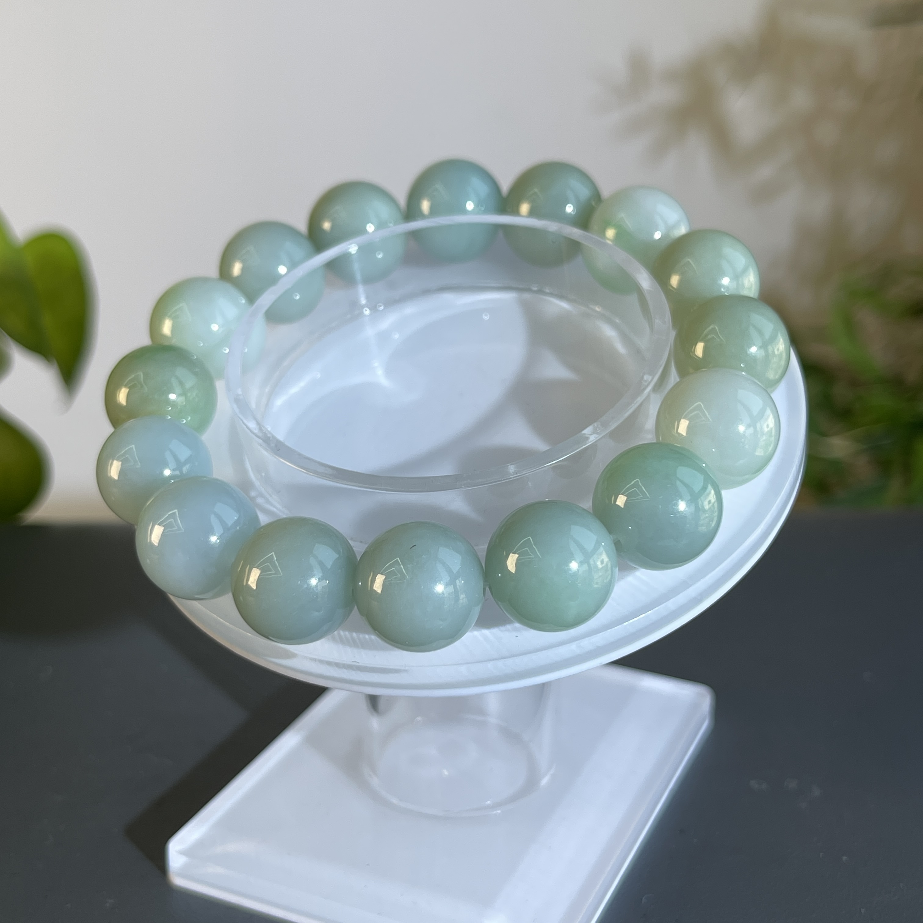 JXW15-65 天然缅甸A货翡翠 翡翠手串