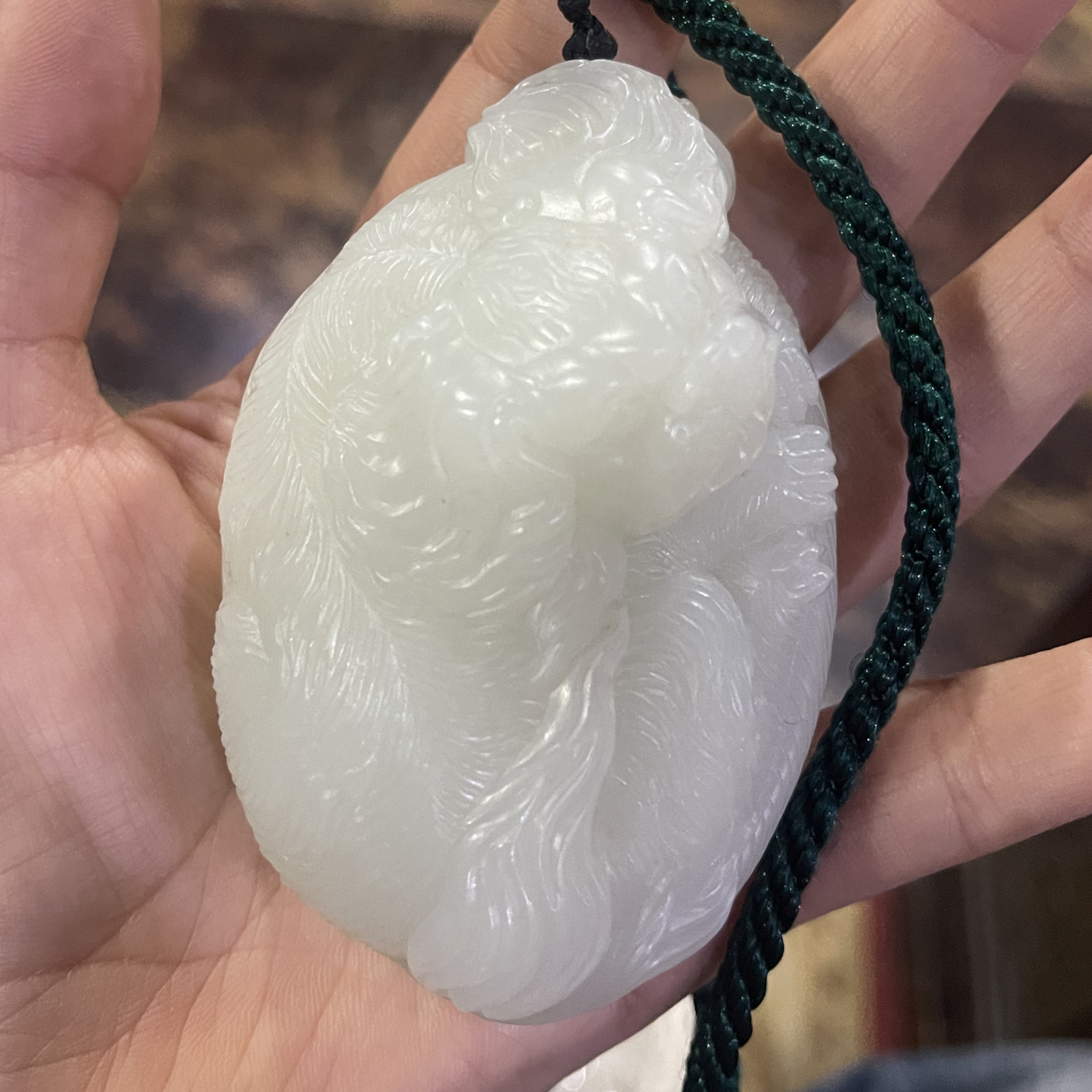 料手工精雕玉龙手把件
