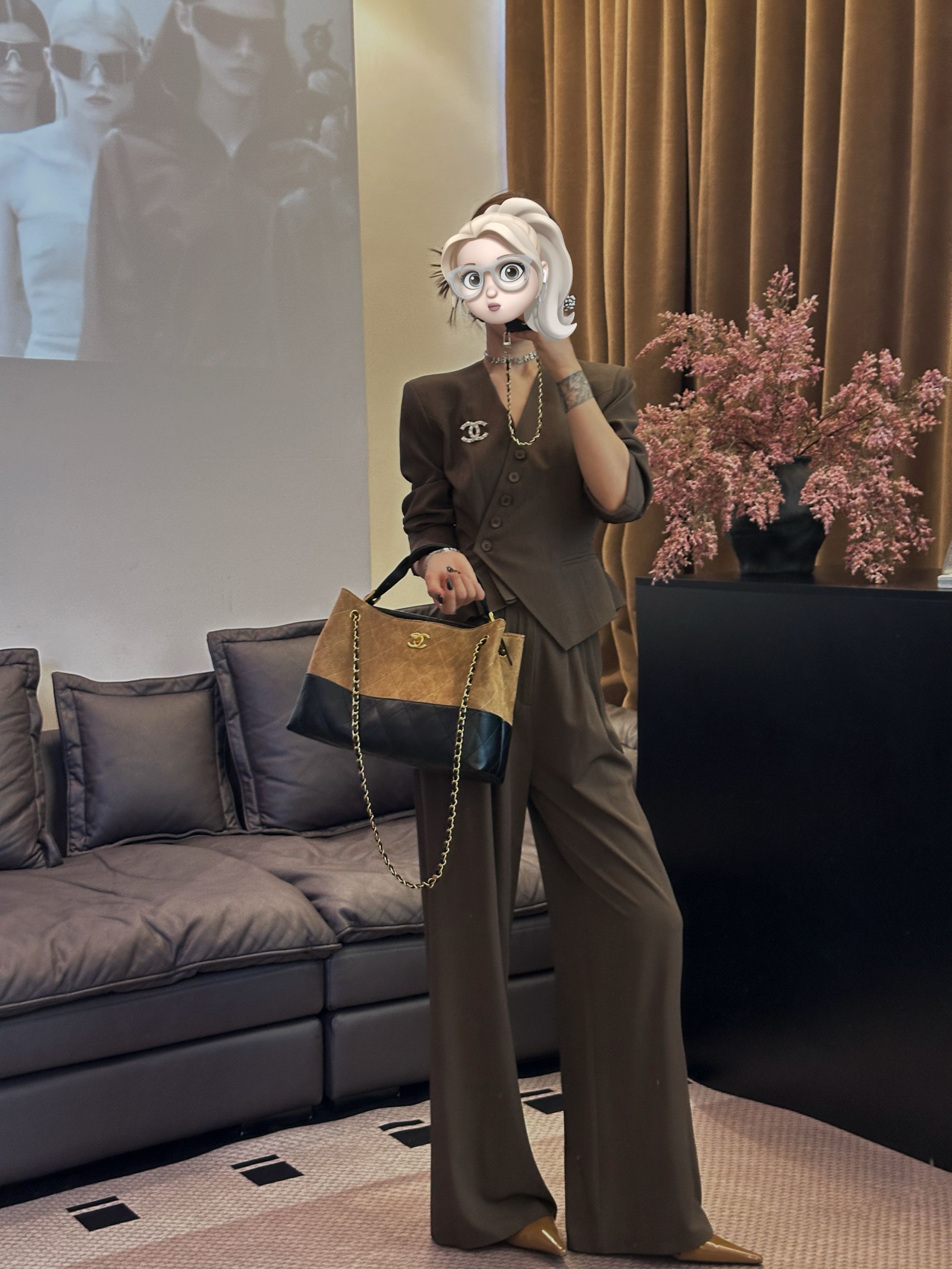 现货气质休闲风斜扣马甲高腰阔腿裤时尚套装