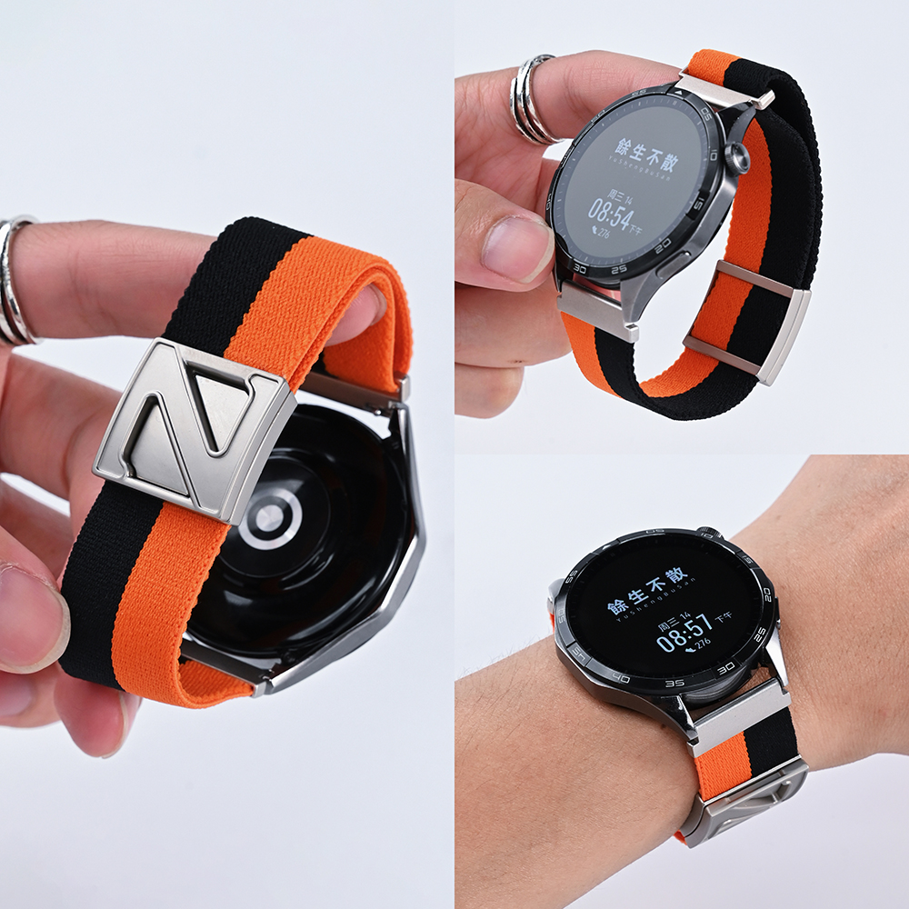 适用华为watch5/4手表Z字磁吸扣GT5GT6编织表带GT2拼色gt3pro腕带