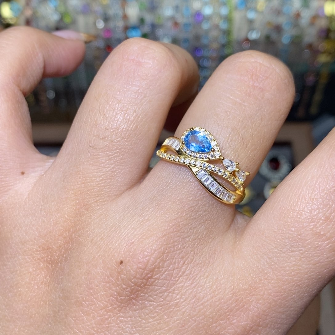 托帕石戒指银S925镶嵌