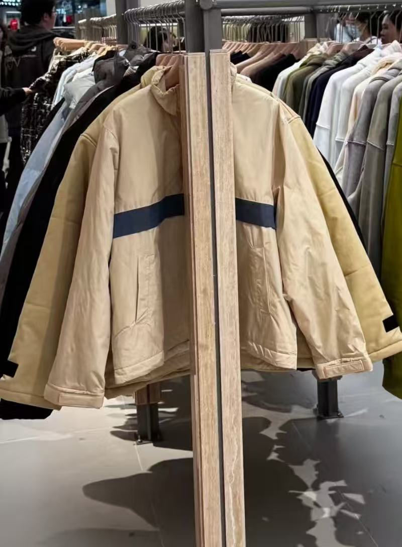 B家两色春秋季夹薄棉连帽冲锋衣男女同款