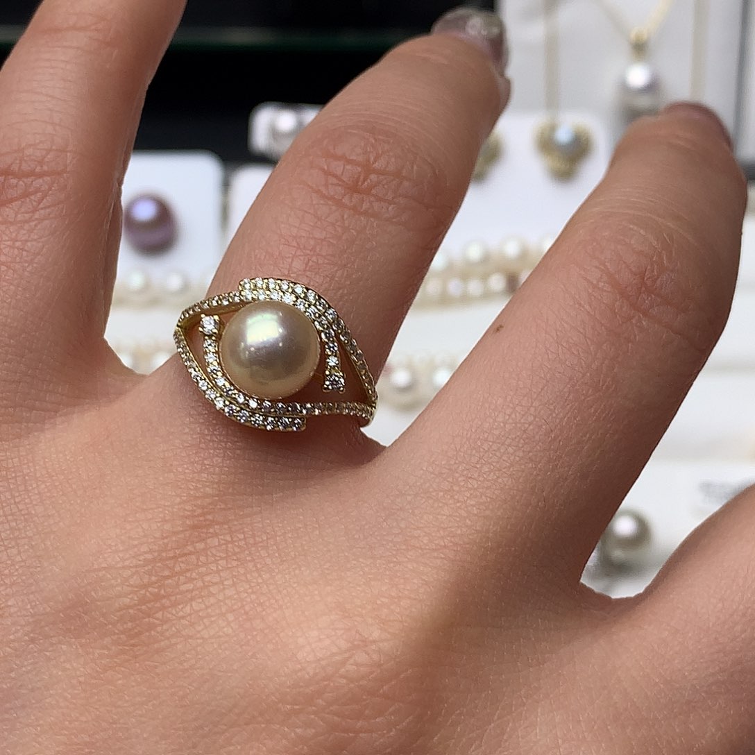 海水珍珠戒指银S925镶嵌