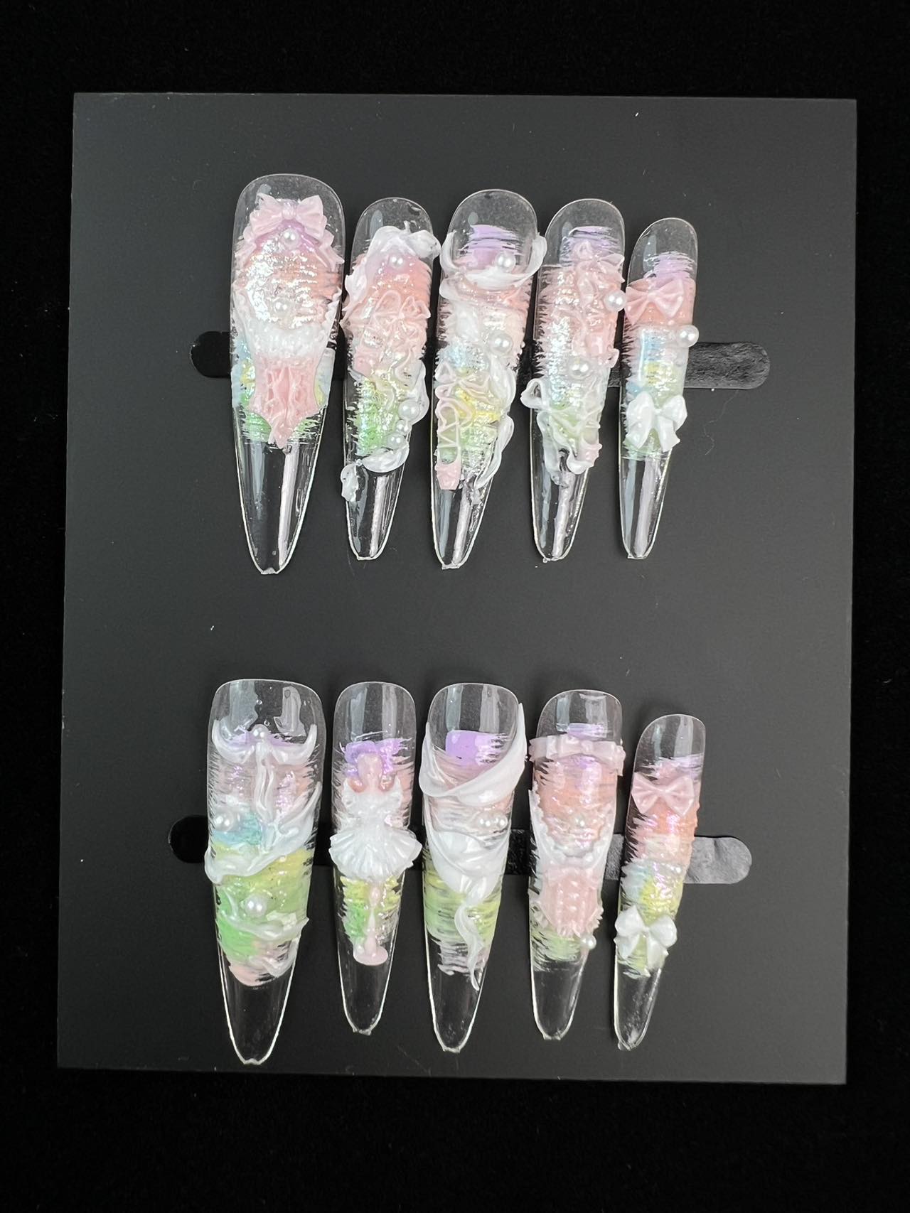 【幻彩软糖】彩纱糖梦穿戴甲 透甲立体彩纱蝴蝶结珍珠甜系美甲