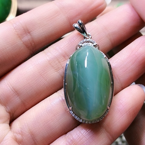 和田玉挂件银S925镶嵌