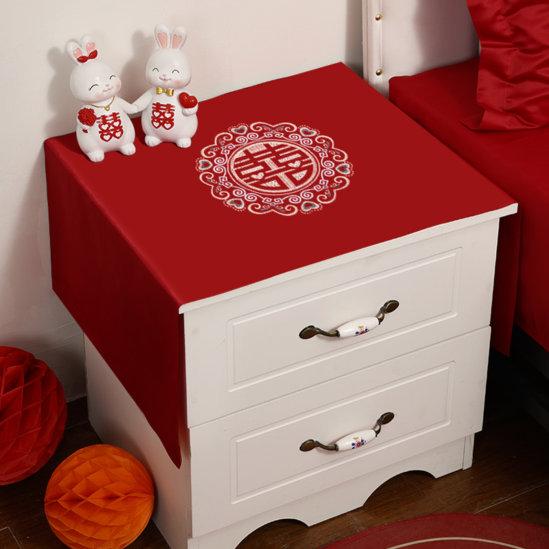 双层桌旗中式红色婚礼大气订婚茶几桌布结婚餐桌电视柜长条盖巾