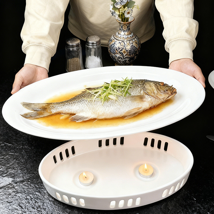 富奇反边中国风简欧中式纯色欧式餐具日式汤盘大盘鱼炉家用商用