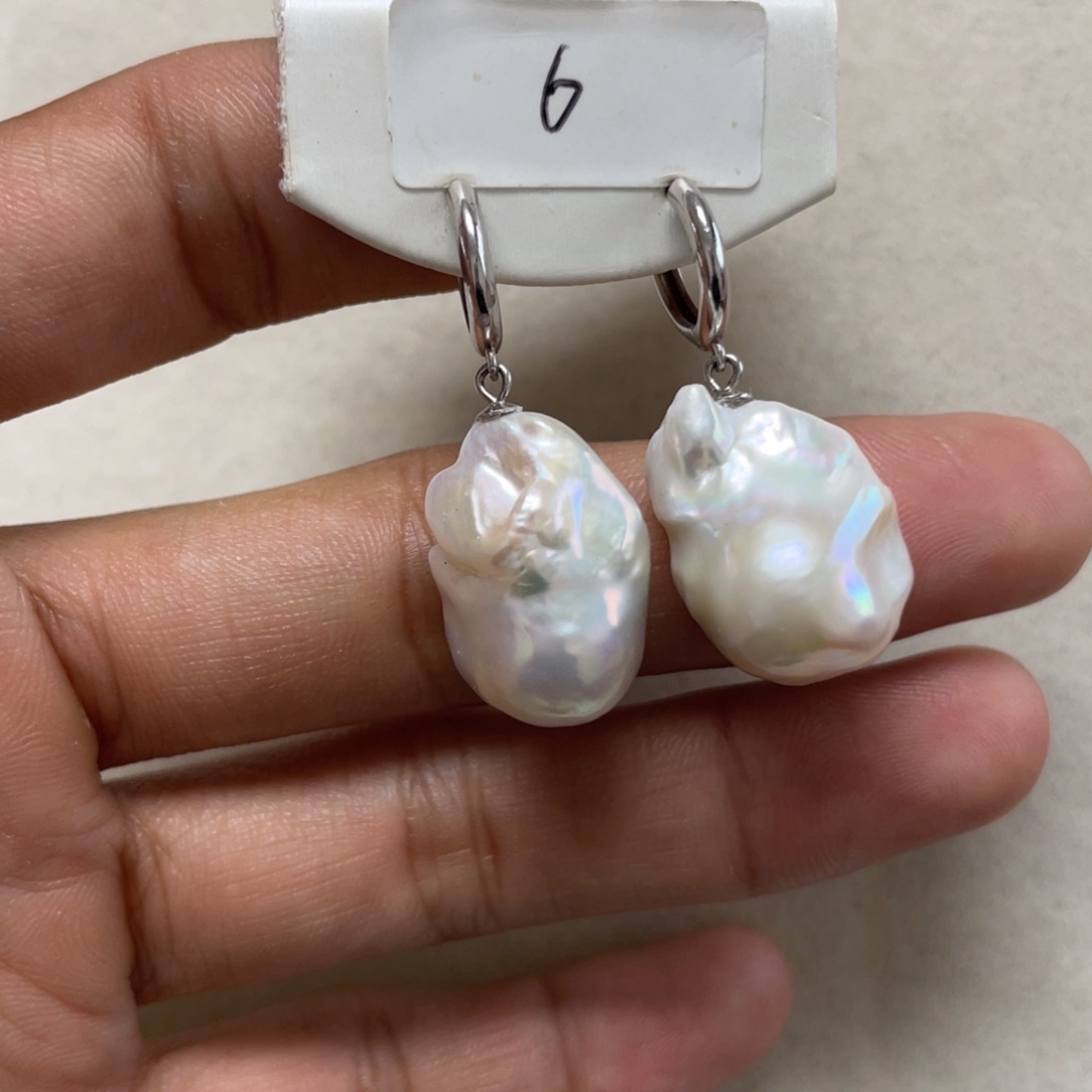 淡水珍珠耳饰银S925镶嵌