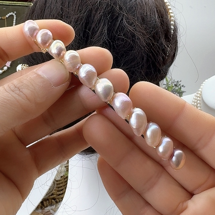 淡水珍珠发饰银S925镶嵌