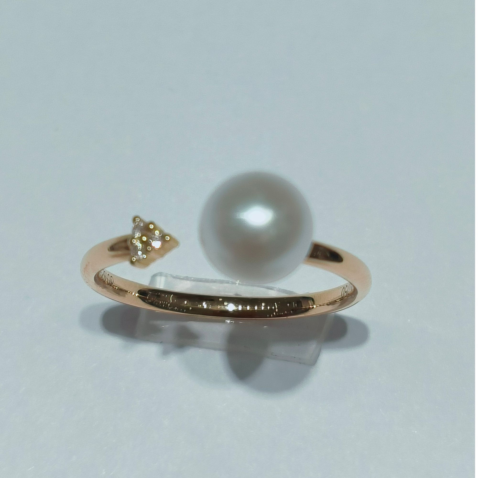 CBAI/菜百AL18K金珍珠戒指