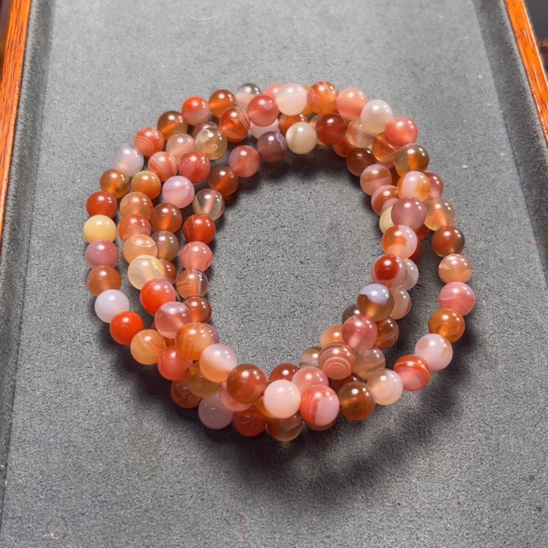 南红玛瑙多圈尺寸6+未镶嵌