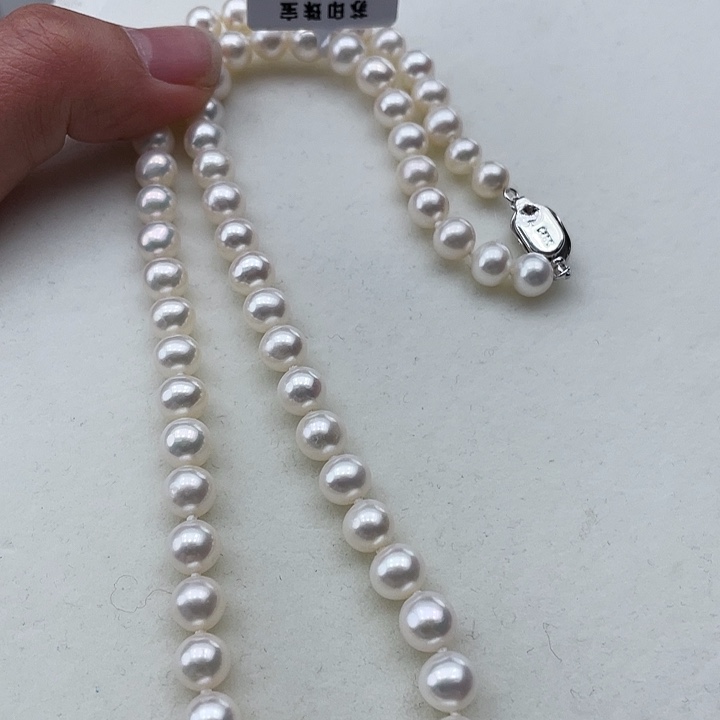 淡水珍珠颈饰银S925镶嵌卡7极光冷白高品