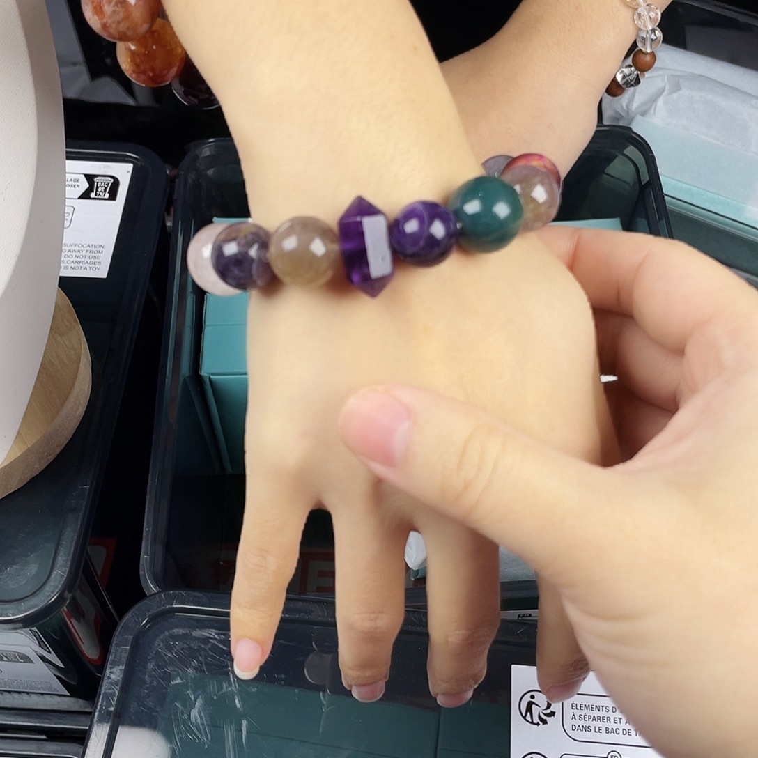 水晶手串银S925镀金镶嵌