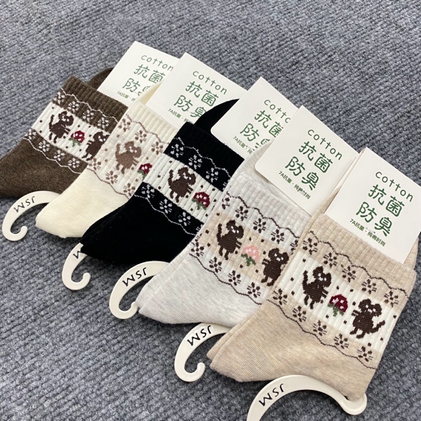 女士秋季新款百搭中筒袜潮流时尚休闲五双装
