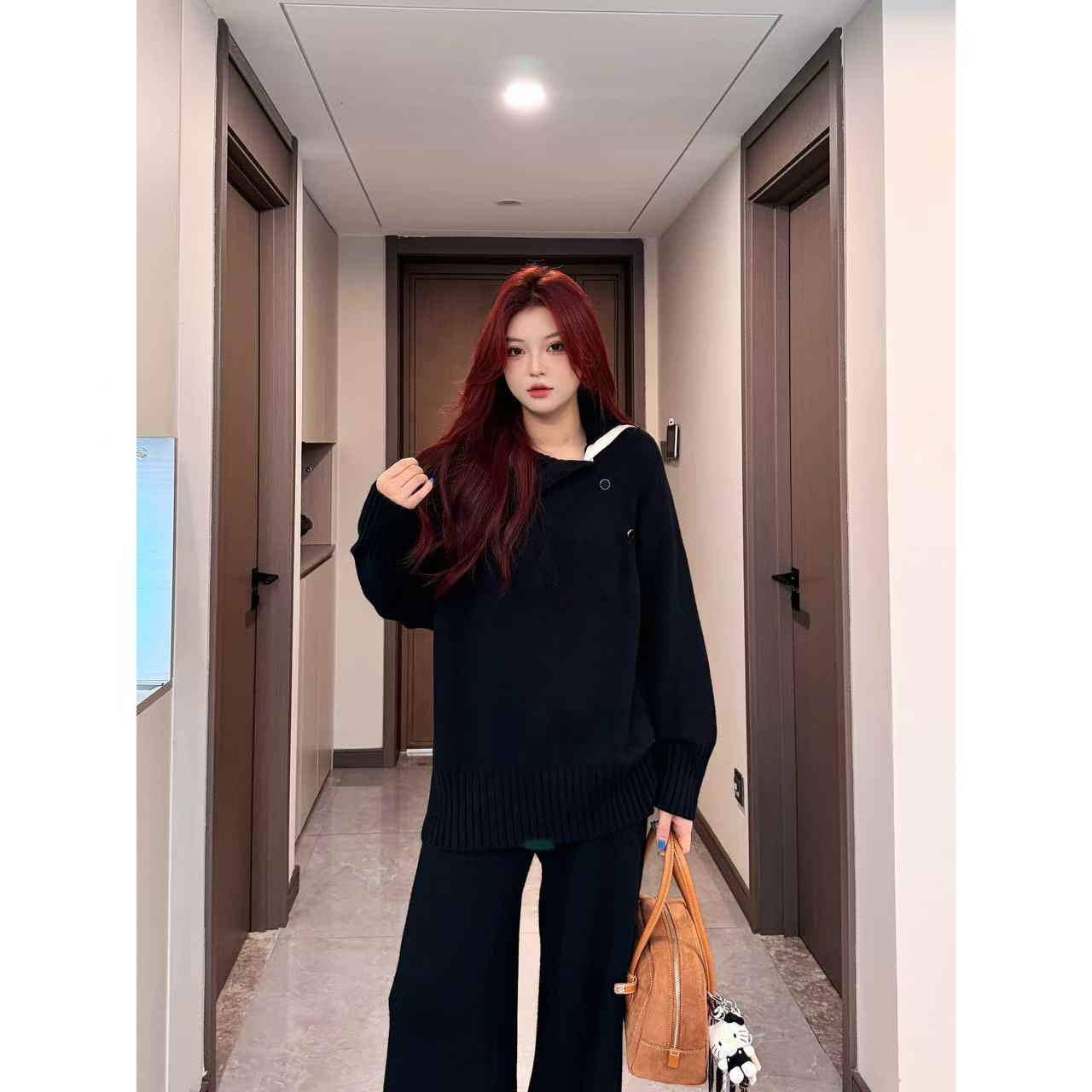 Xiaix【幸运岛屿上衣】侧排扣百搭气质毛衣针织衫MS1116