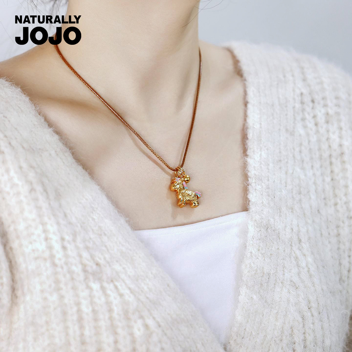 铜吊坠 马上有钱双面小马编织绳项链女生小众百搭马年生肖本命年